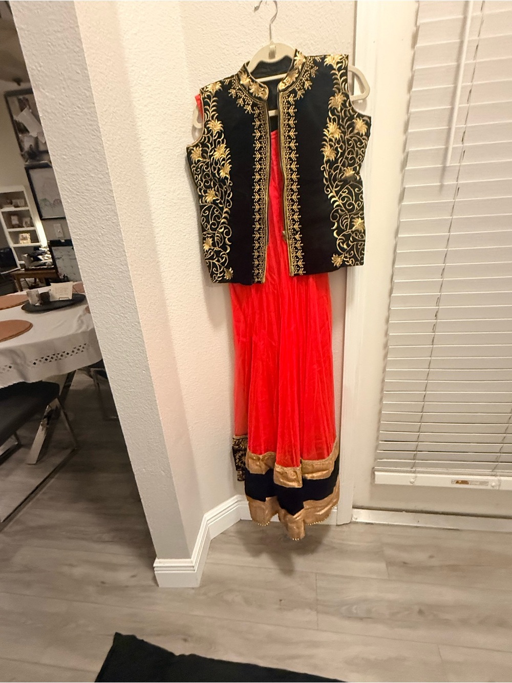 Black Velvet Vest with Gold Embroidered Detail